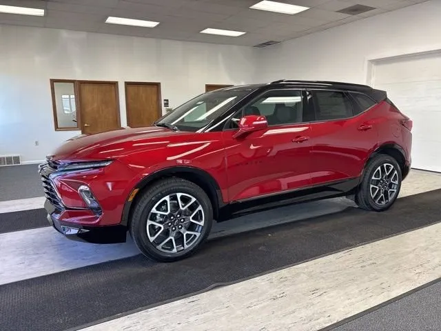 2026 Chevrolet Blazer RS in Radiant Red Tintcoat — front three-quarter view