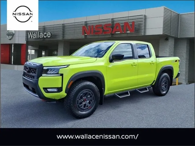 2026 Nissan Frontier PRO-4X in Citrus Strike Green — front three-quarter view