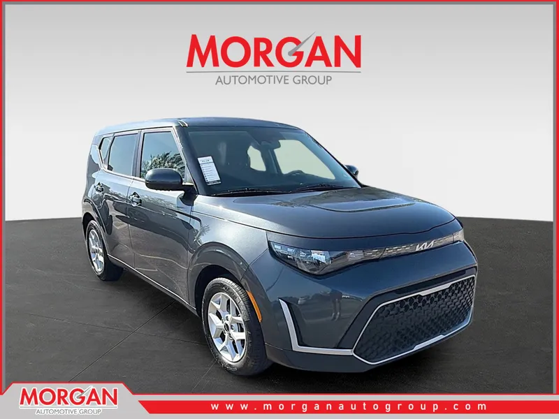 2024 Kia Soul LX in Gravity Gray — front three-quarter view