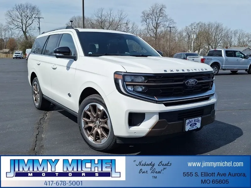 2026 Ford Expedition King Ranch in White Metallic — front three-quarter view