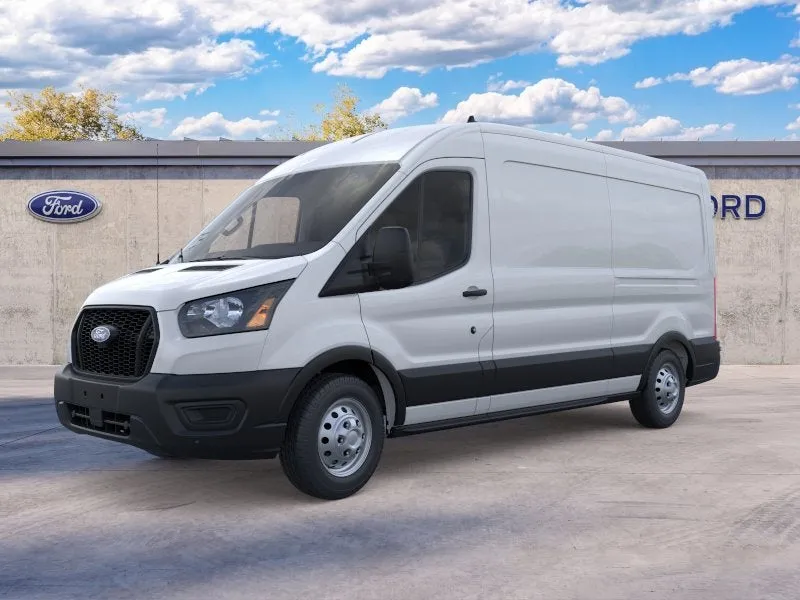 2026 Ford Transit Cargo Van MR CARGO AWD in Oxford White — front three-quarter view