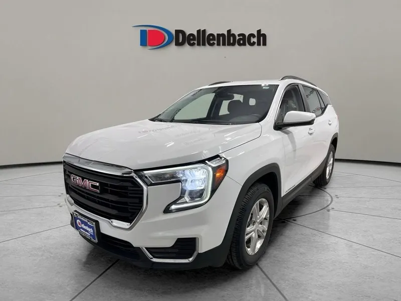 2023 GMC Terrain SLE in Summit White — front three-quarter view