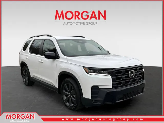 2026 Honda Pilot Sport in Platinum White Pearl — front three-quarter view