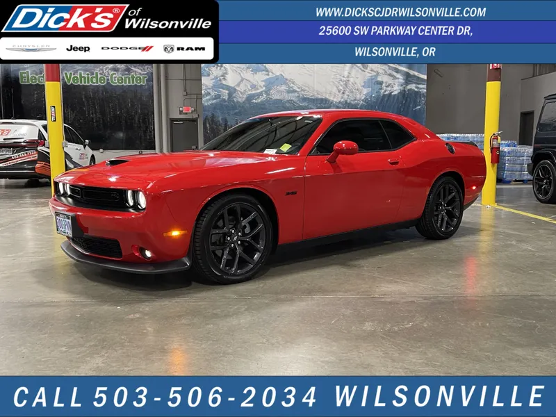 2023 Dodge Challenger R/T in Torred Clearcoat — front three-quarter view