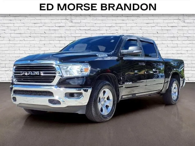 2021 RAM 1500 Big Horn in Blk/Black — front three-quarter view