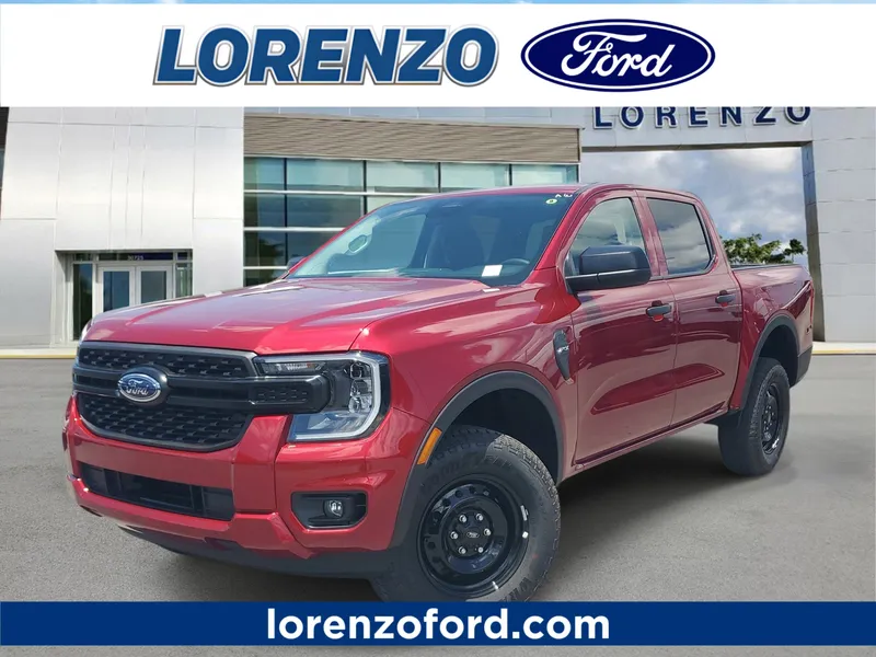 2026 Ford Ranger XL in Ruby Red Metallic Tinted Clearcoat — front three-quarter view