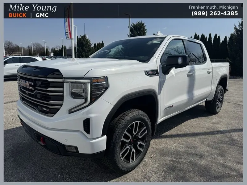 2026 GMC Sierra 1500 AT4 in Summit White — front three-quarter view