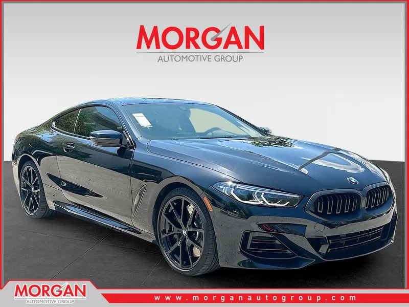 2026 BMW 8 Series 840i in Black Sapphire Metallic — front three-quarter view