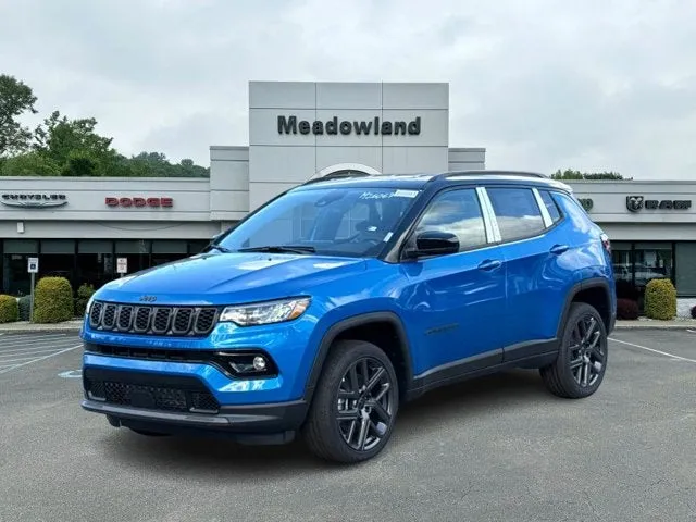 2026 Jeep Compass Limited Altitude in Hydro Blue Pearl-Coat Exterior Paint — front three-quarter view