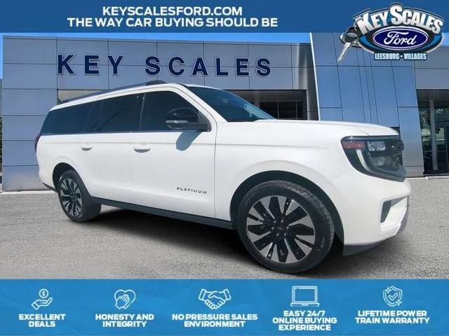 2026 Ford Expedition Max Platinum in White Metallic — front three-quarter view