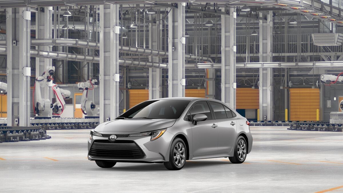 2026 Toyota Corolla LE in Classic Silver Metallic — front three-quarter view