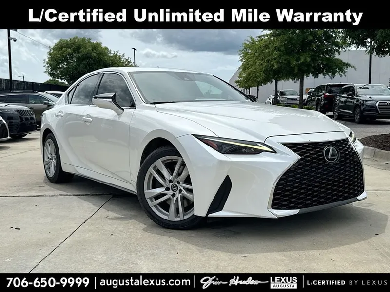 2022 Lexus IS 300 L/CERTIFIED in Eminent White Pearl — front three-quarter view