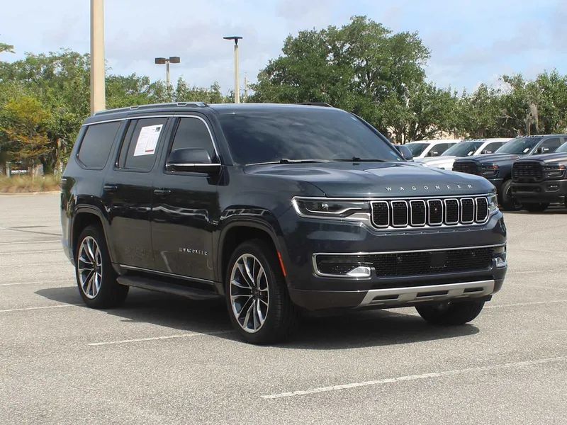 2022 Jeep Wagoneer Series II in River Rock — front three-quarter view