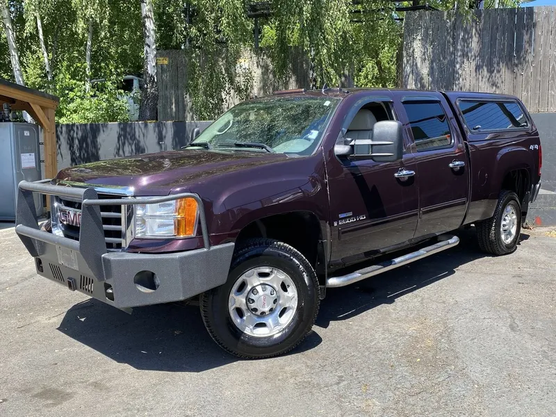 2008 GMC Sierra 2500 HD SLT in Dark Crimson Metallic — front three-quarter view