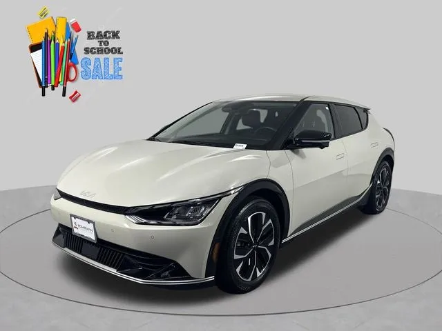 2023 Kia EV6 Wind in Glacier — front three-quarter view