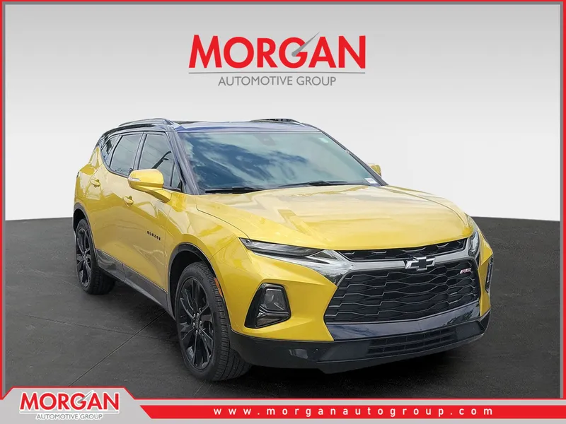 2022 Chevrolet Blazer RS in Nitro Yellow Metallic — front three-quarter view