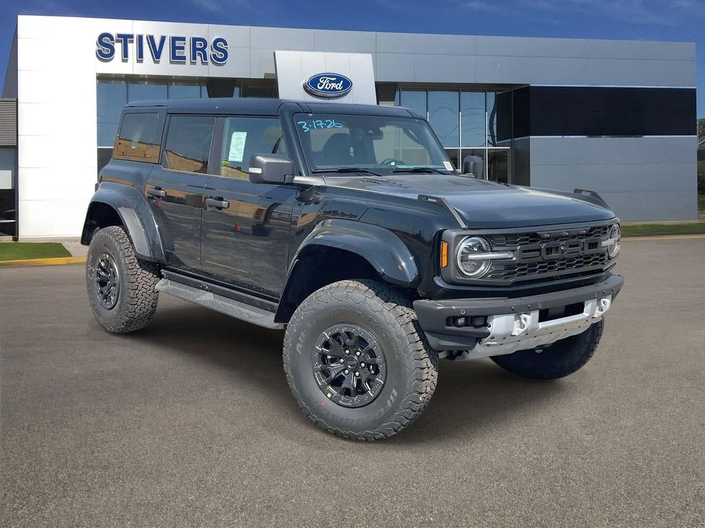2026 Ford Bronco Raptor in Shadow Black — front three-quarter view