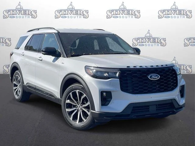 2026 Ford Explorer ST-Line in White — front three-quarter view