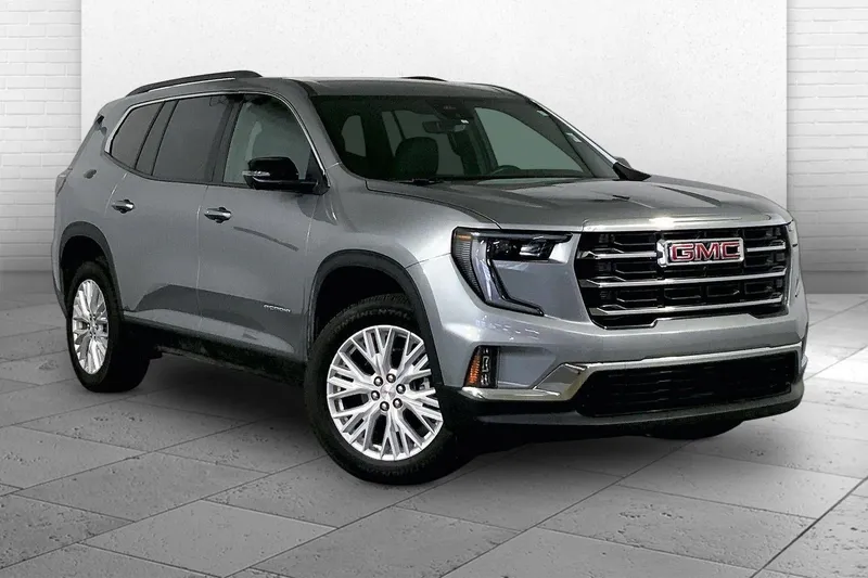 2026 GMC Acadia Elevation in Sterling Metallic — front three-quarter view