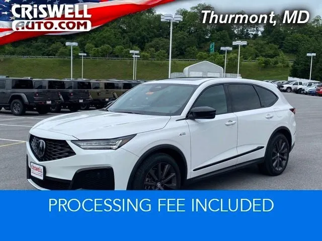 2025 Acura MDX A-SPEC in Platinum White Pearl — front three-quarter view