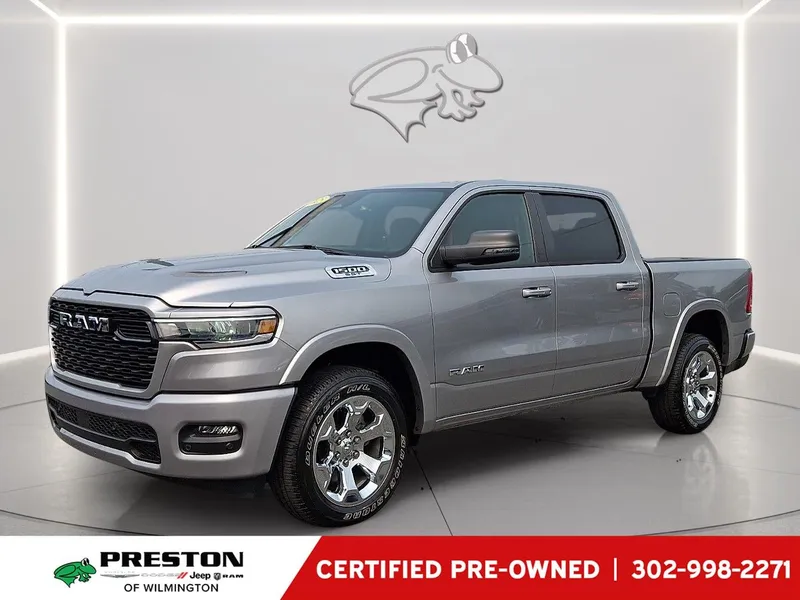 2025 RAM 1500 Lone Star in Billet Silver Metallic Clearcoat — front three-quarter view