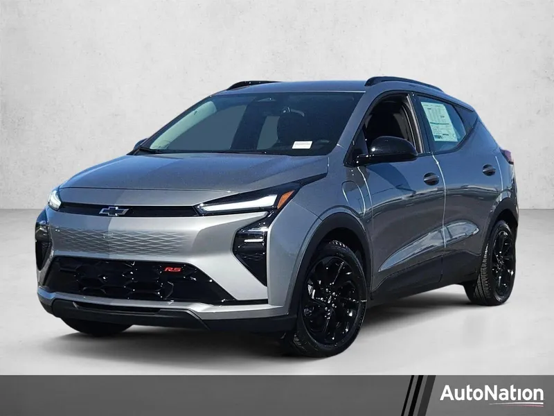 2027 Chevrolet Bolt RS in Sterling Grey Metallic — front three-quarter view