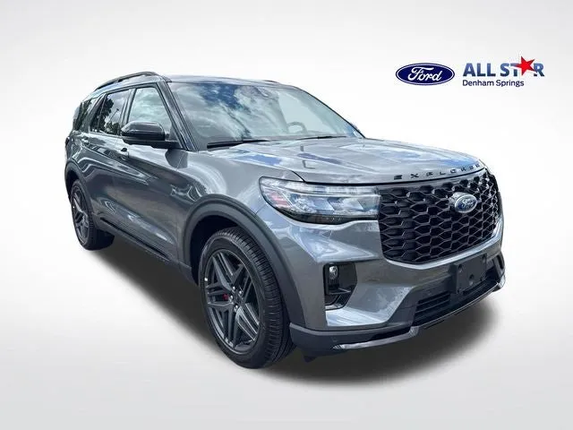 2026 Ford Explorer ST in Gray Metallic — front three-quarter view