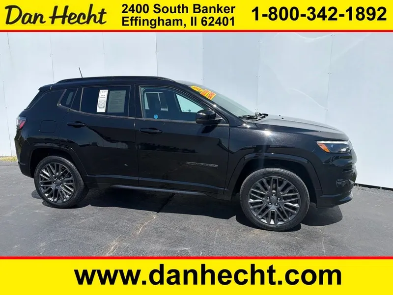 2023 Jeep Compass Limited in Diamond Black — front three-quarter view