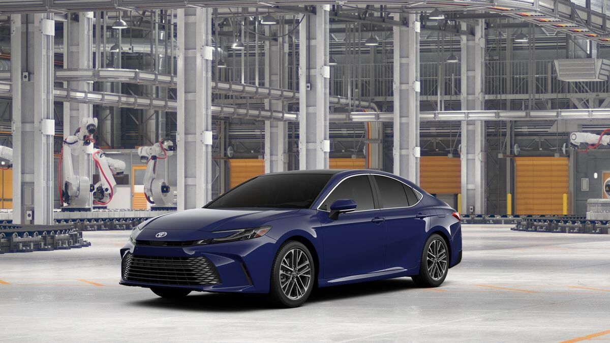 2026 Toyota Camry XLE AWD in Reservoir Blue — front three-quarter view
