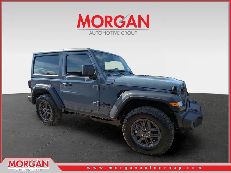 2026 Jeep Wrangler Sport S in Gray — front three-quarter view
