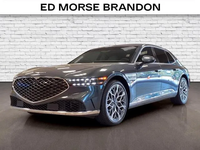 2023 Genesis G90 e-SC in Gry/Gray — front three-quarter view