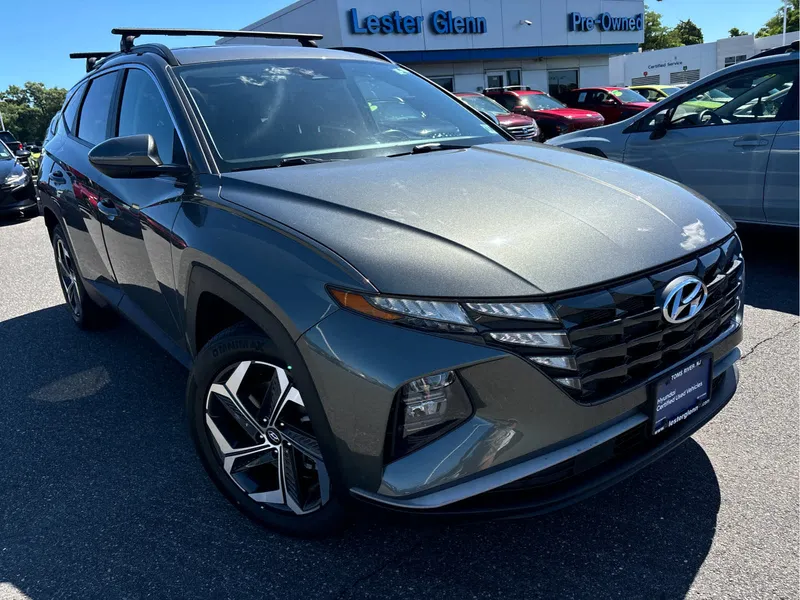 2023 Hyundai Tucson SEL in Amazon Gray — front three-quarter view