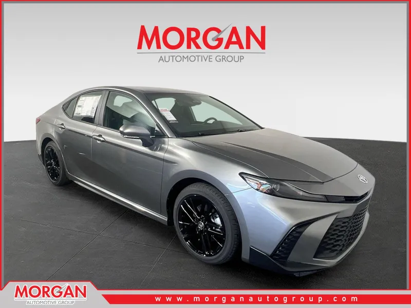 2026 Toyota Camry SE in Heavy Metal — front three-quarter view
