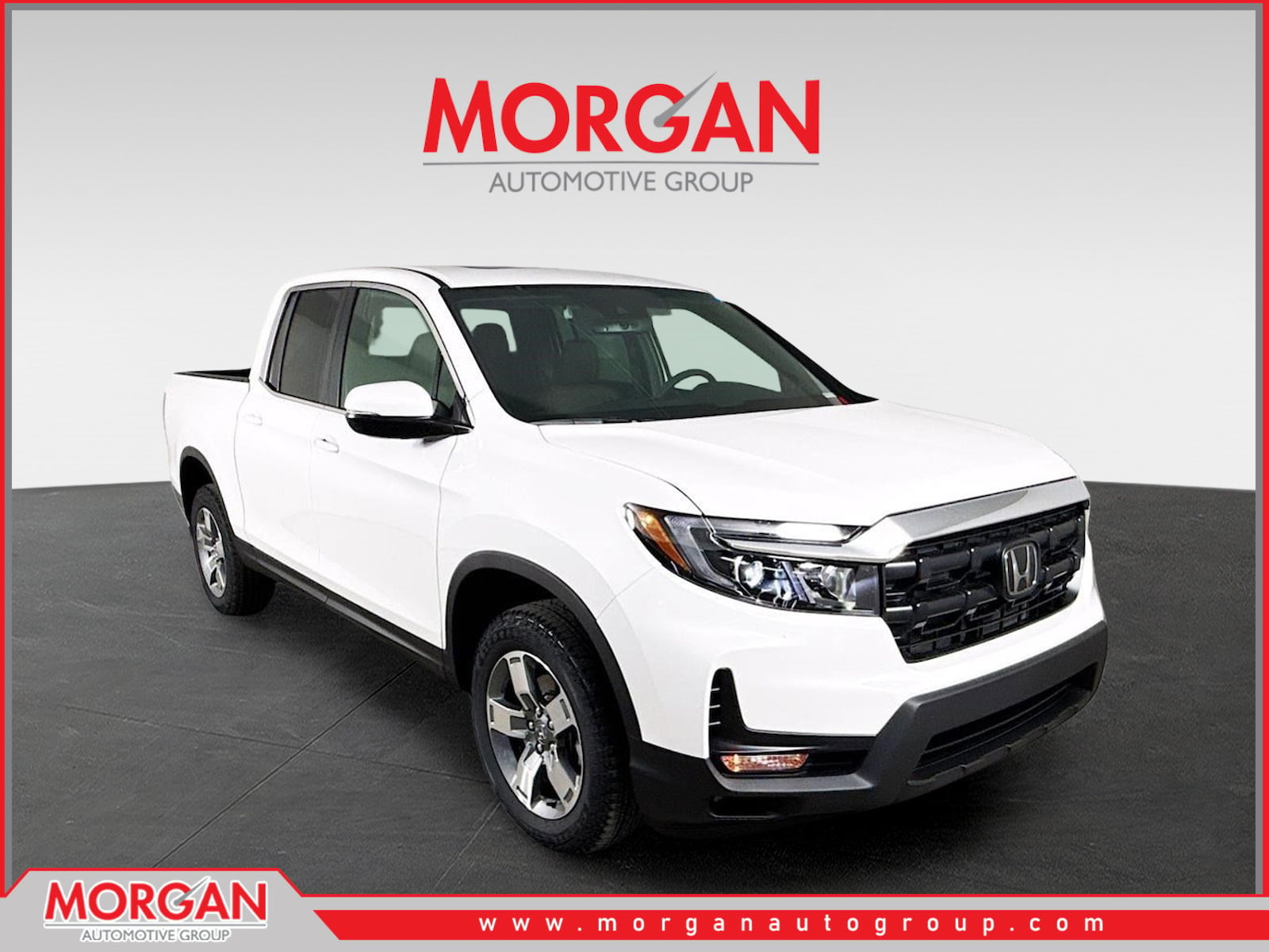 2026 Honda Ridgeline RTL in Platinum White Pearl — front three-quarter view