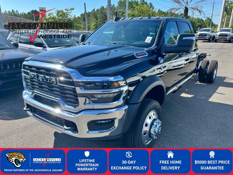 2026 RAM 4500 Chassis Cab Tradesman in Diamond Black Crystal Pearl-Coat Exterior Paint — front three-quarter view