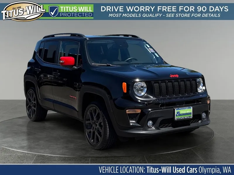 2023 Jeep Renegade Latitude RED Edition in Black Clearcoat — front three-quarter view