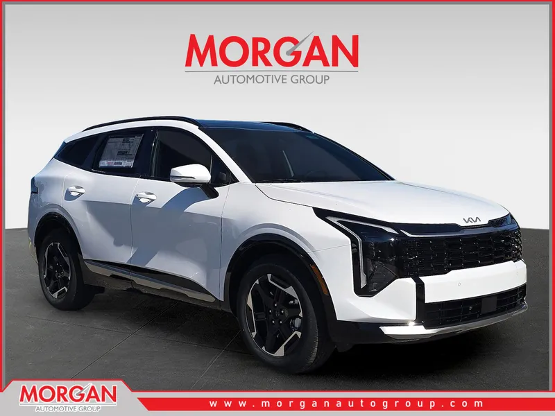 2026 Kia Sportage SX in Glacial White Pearl — front three-quarter view