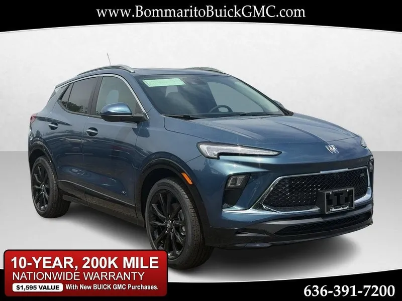2026 Buick Encore GX Sport Touring in Ocean Blue Metallic — front three-quarter view