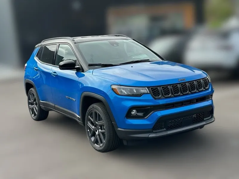 2026 Jeep Compass COMPASS LIMITED ALTITUDE 4X4 in Hydro Blue Pearl-Coat Exterior Paint — front three-quarter view