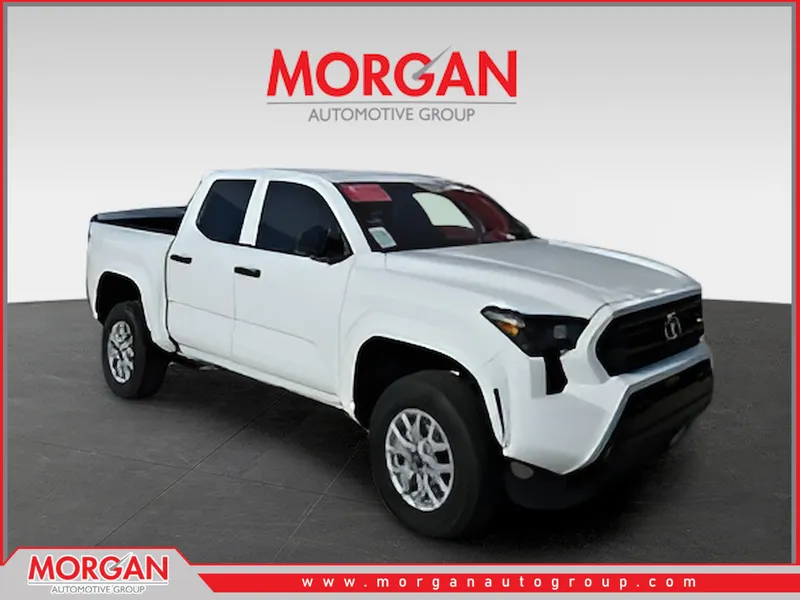 2025 Toyota Tacoma SR in White — front three-quarter view