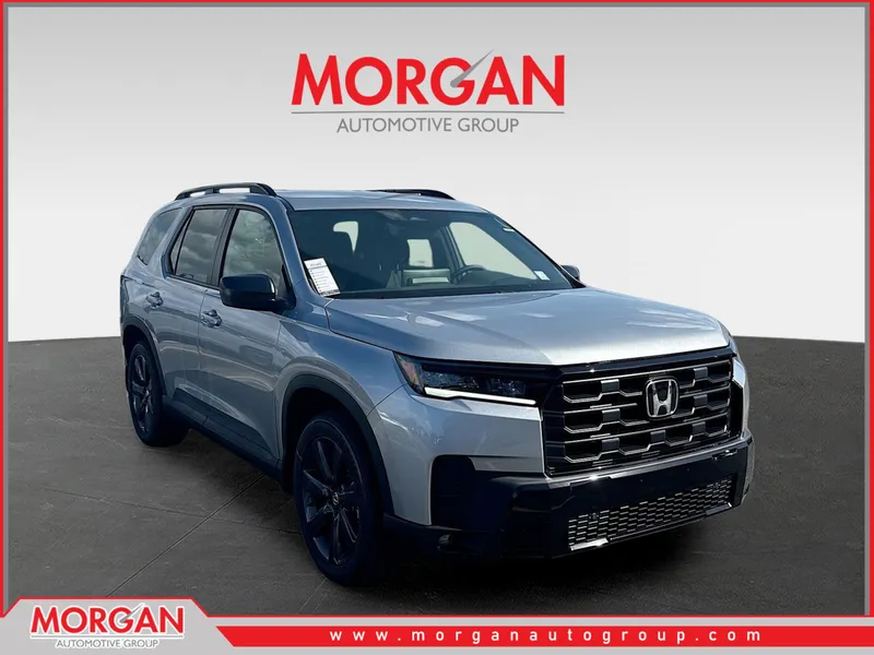 2026 Honda Pilot Sport in Solar Silver Metallic — front three-quarter view