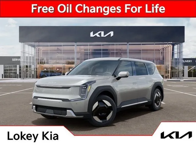 2026 Kia EV9 Light Long Range in Ivory Silver — front three-quarter view
