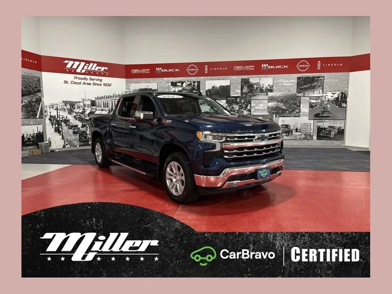 2022 Chevrolet Silverado 1500 LTZ CarBravo Certified in Northsky Blue Metallic — front three-quarter view