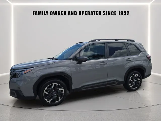 2025 Subaru Forester Limited in River Rock Pearl — front three-quarter view