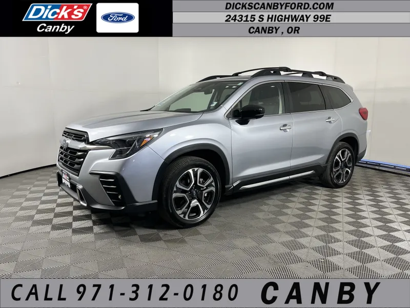2025 Subaru Ascent Touring in Ice Silver Metallic — front three-quarter view