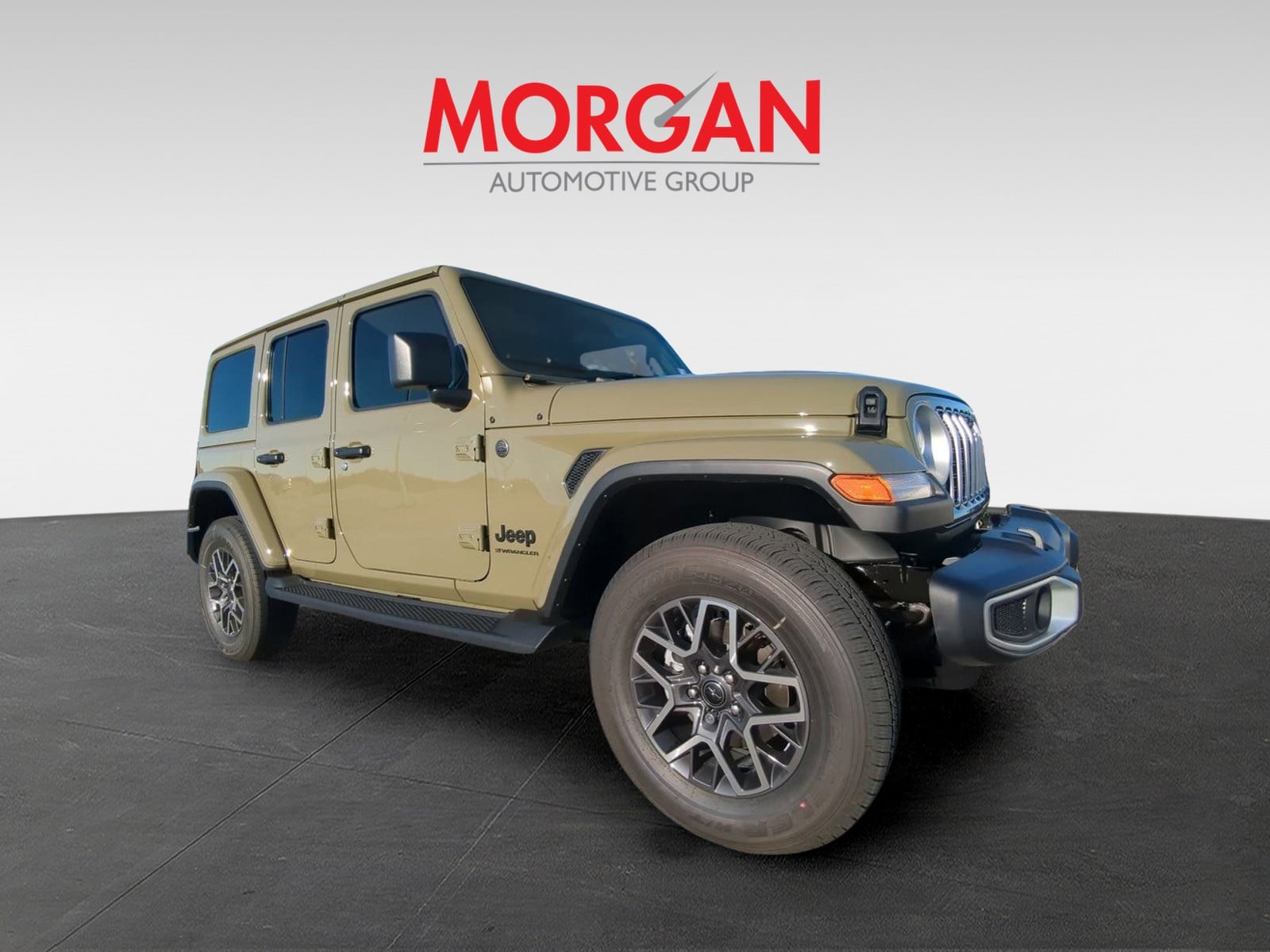 2026 Jeep Wrangler Sahara in Green — front three-quarter view