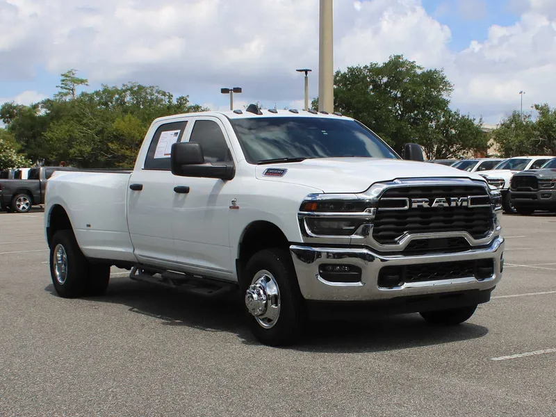 2026 RAM 3500 Tradesman in Bright White Clearcoat — front three-quarter view