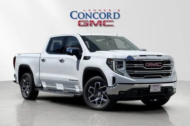 2026 GMC Sierra 1500 SLT in Summit White — front three-quarter view