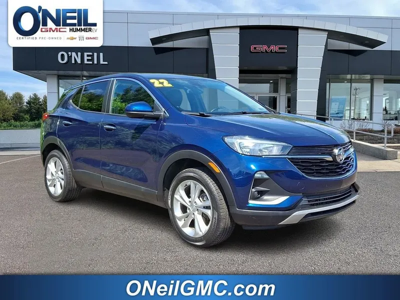 2022 Buick Encore GX Preferred in Sapphire Metallic — front three-quarter view