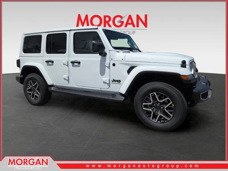 2026 Jeep Wrangler Sahara in White/off-white — front three-quarter view